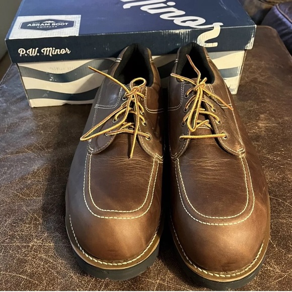 P.W. Minor "Orleans" Steel Toe Tan Leather Shoes, Men's Size 13 3W, New with Box - Picture 1 of 7